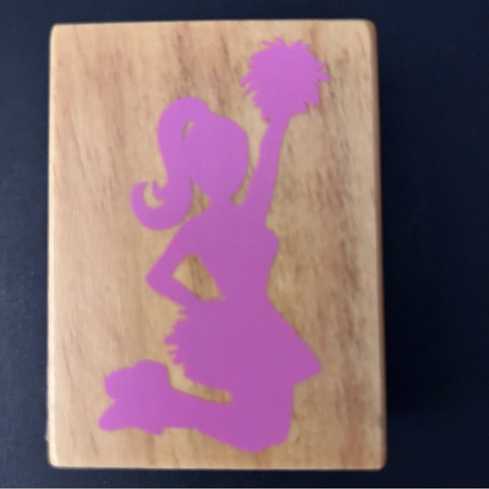 Recollections CHEERLEADER with pom pom wood stamp